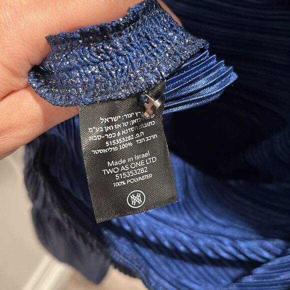 SABINA MASAYEV (NWT) Maya Foil Pleated Knit Minidress, Blue, Size S - Picture 12 of 13